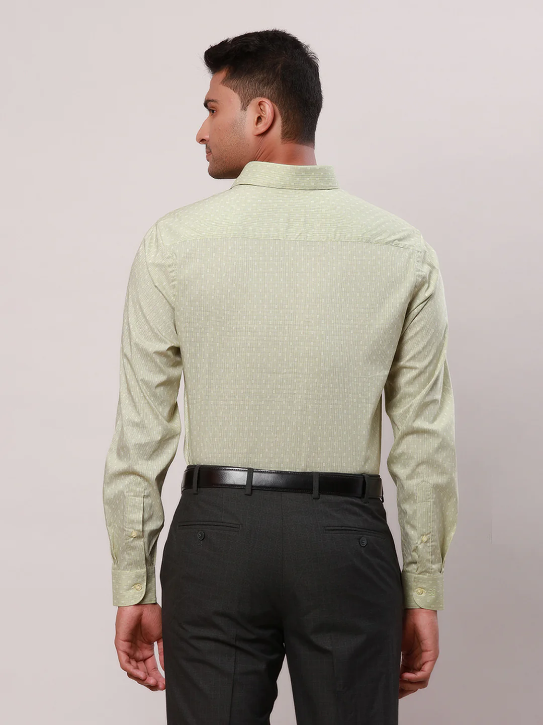 Raymond Men Green Structure Slim Fit Cotton Blend Shirt - Image 4