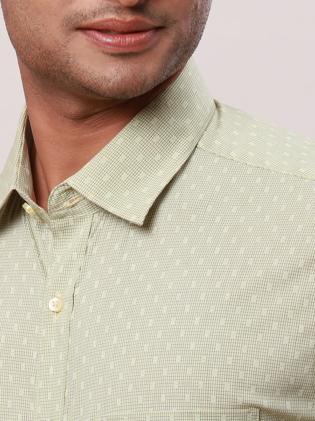 Raymond Men Green Structure Slim Fit Cotton Blend Shirt - Image 6