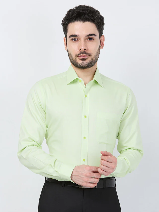 Raymond Men Green Structure Slim Fit Cotton Shirt