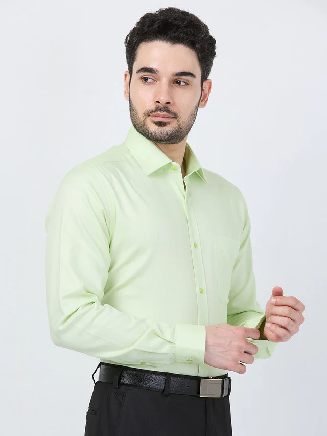 Raymond Men Green Structure Slim Fit Cotton Shirt - Image 2