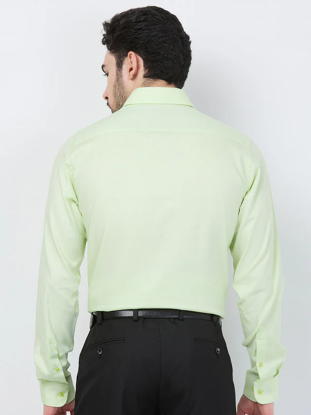 Raymond Men Green Structure Slim Fit Cotton Shirt - Image 4