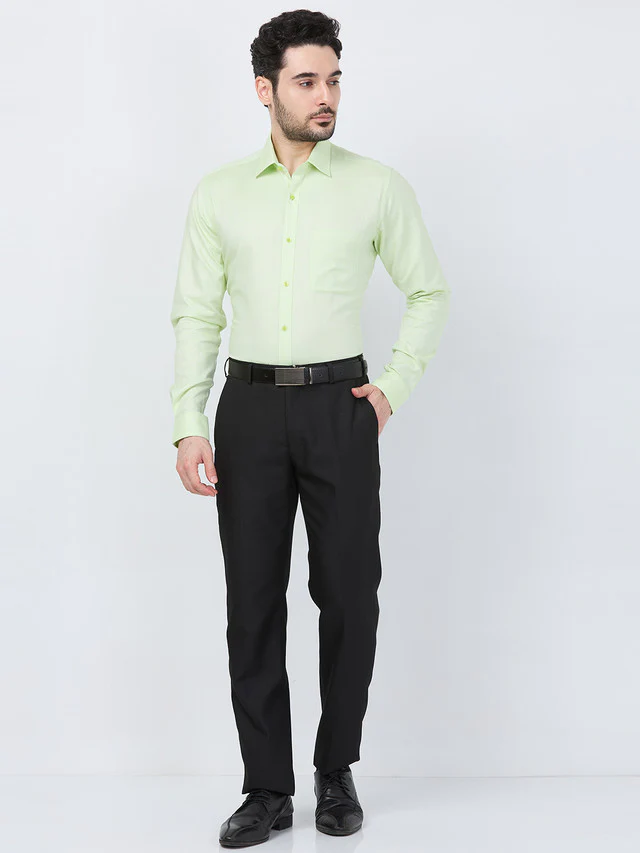 Raymond Men Green Structure Slim Fit Cotton Shirt - Image 5