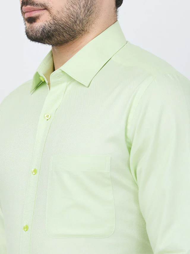 Raymond Men Green Structure Slim Fit Cotton Shirt - Image 6