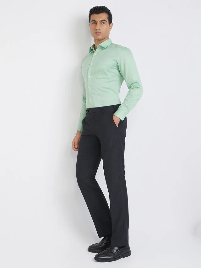 Raymond Men Green Structure Slim Fit Cotton Shirt - Image 5