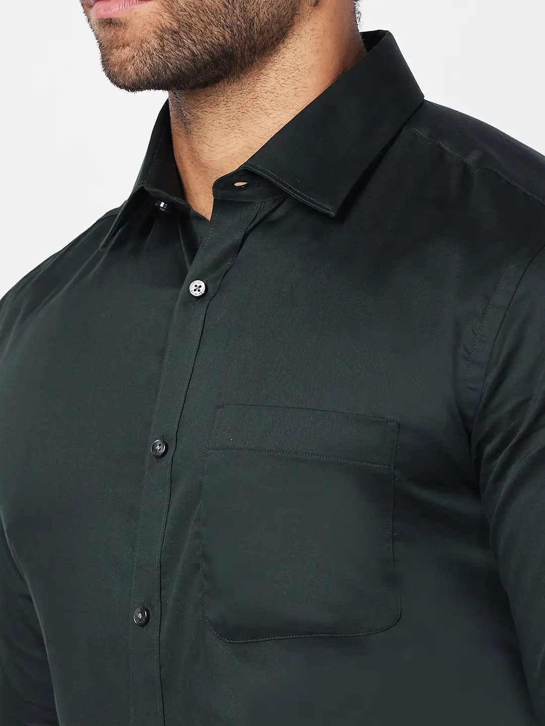 Raymond Men Green Structure Slim Fit Cotton Shirt - Image 6