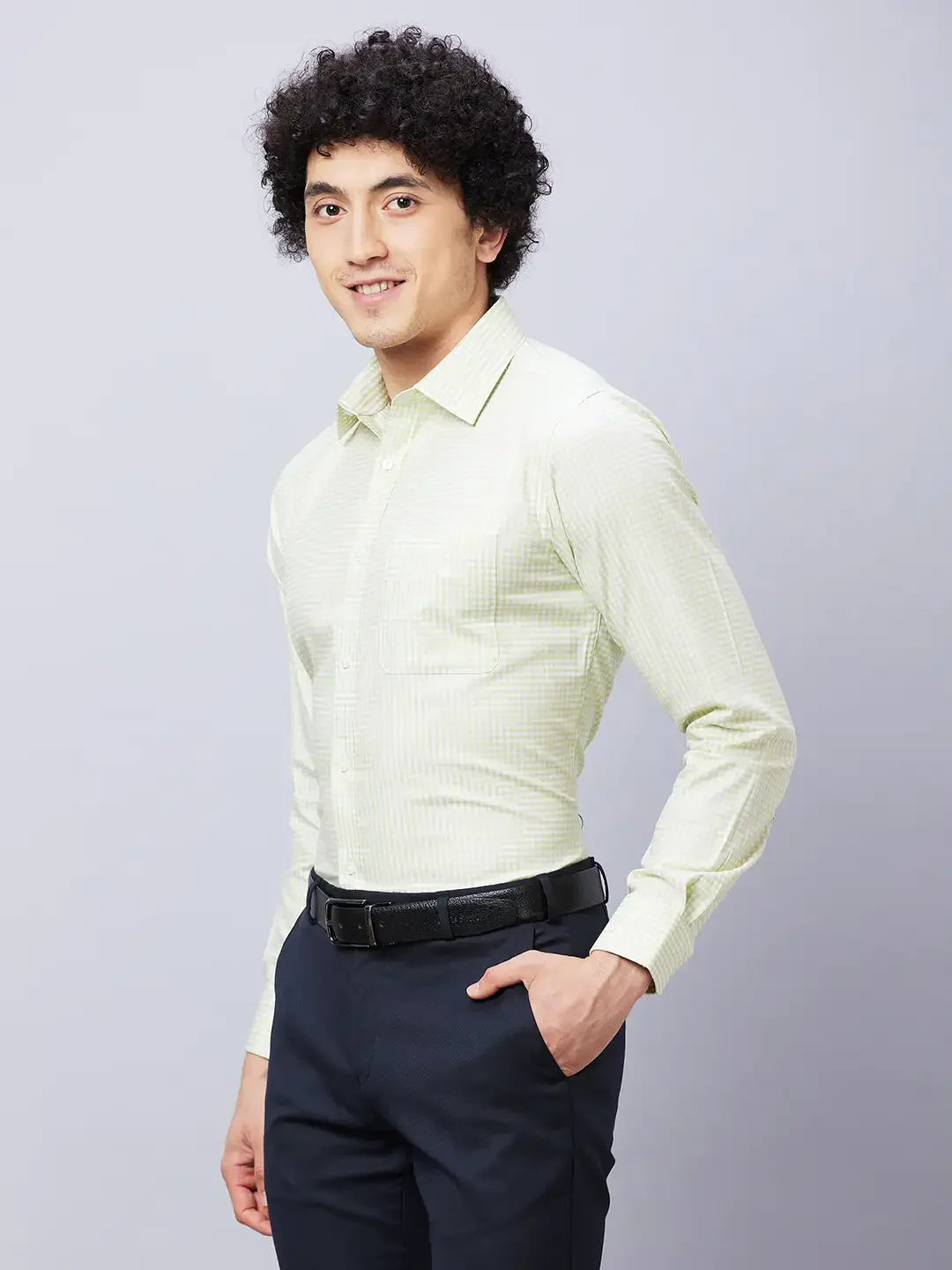 Raymond Men Green Structure Slim Fit Cotton Shirt - Image 3