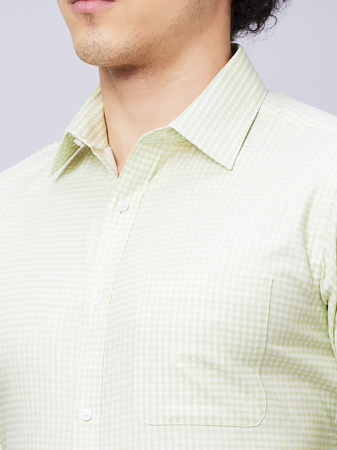 Raymond Men Green Structure Slim Fit Cotton Shirt - Image 6