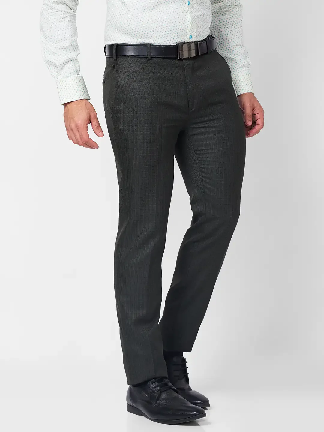 Raymond Men Green Structure Slim Fit Polyester Blend Trouser - Image 2