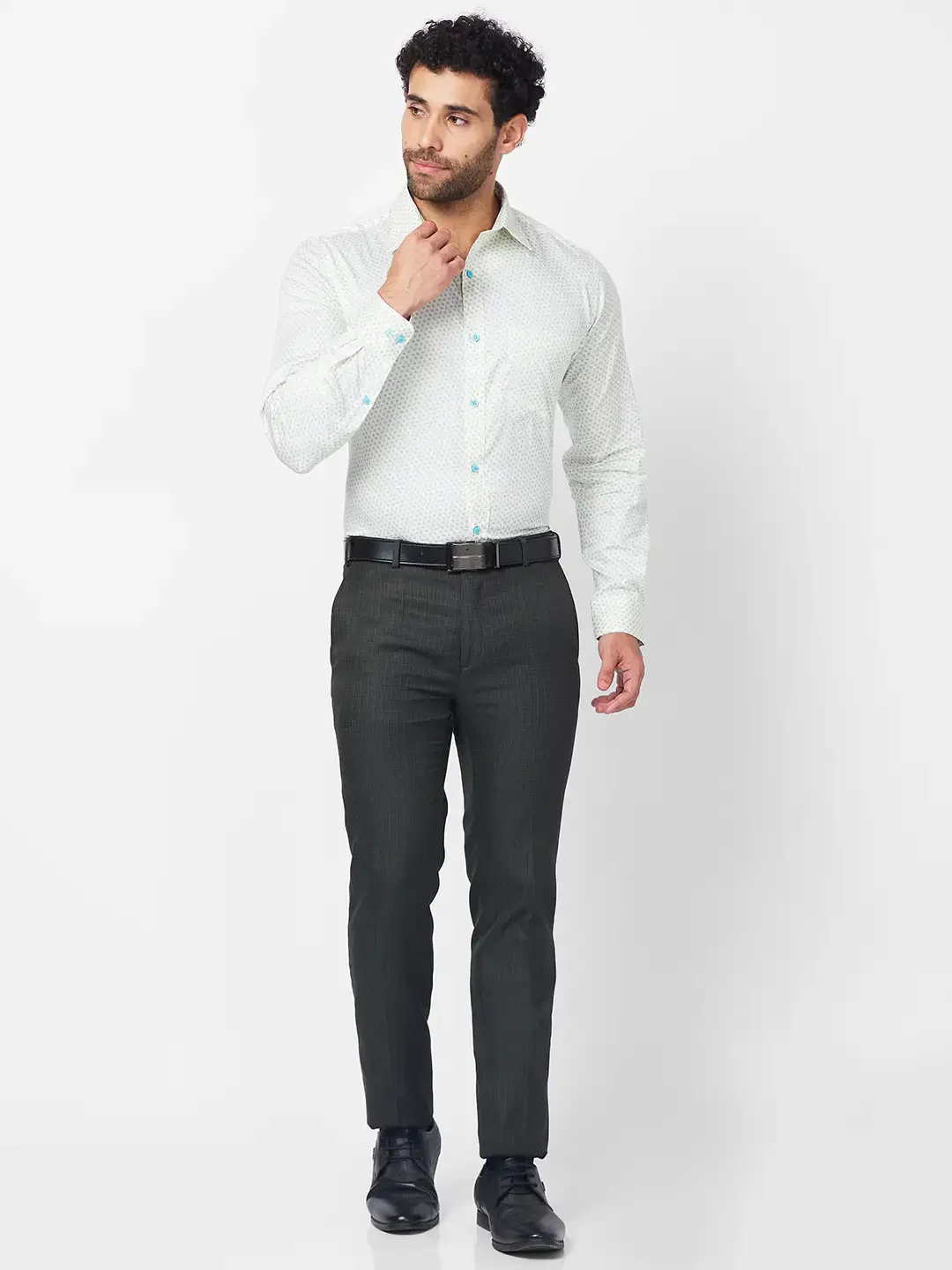 Raymond Men Green Structure Slim Fit Polyester Blend Trouser - Image 6