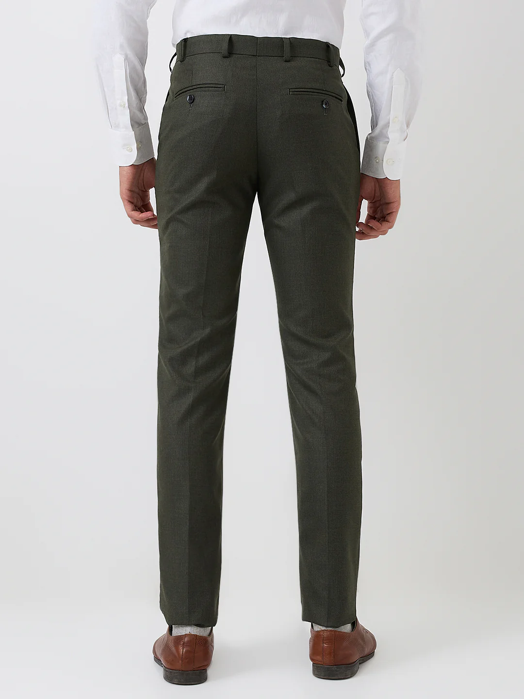 Raymond Men Green Structure Slim Fit Polyester Blend Trouser - Image 5