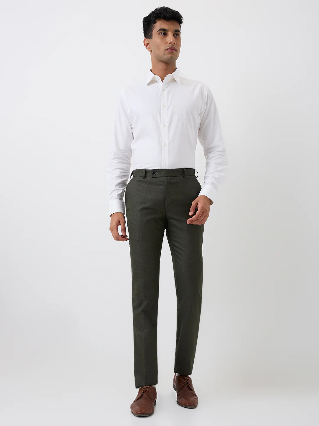 Raymond Men Green Structure Slim Fit Polyester Blend Trouser - Image 6