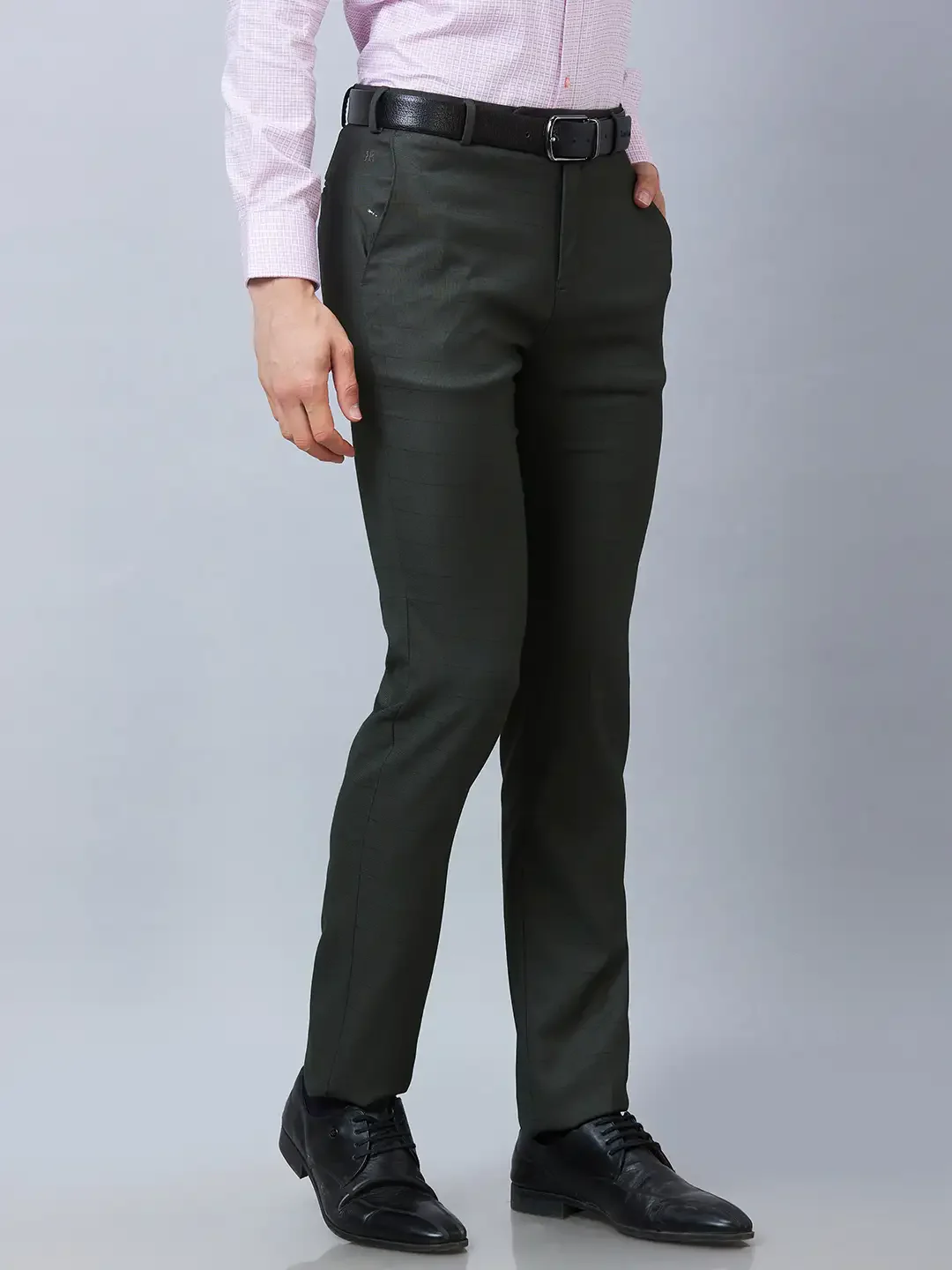Raymond Men Green Structure Slim Fit Polyester Blend Trousers - Image 2