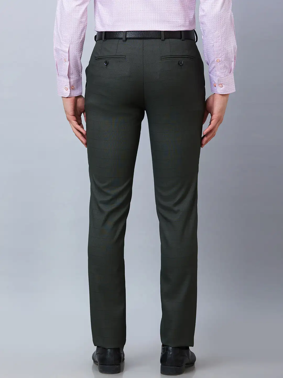 Raymond Men Green Structure Slim Fit Polyester Blend Trousers - Image 4