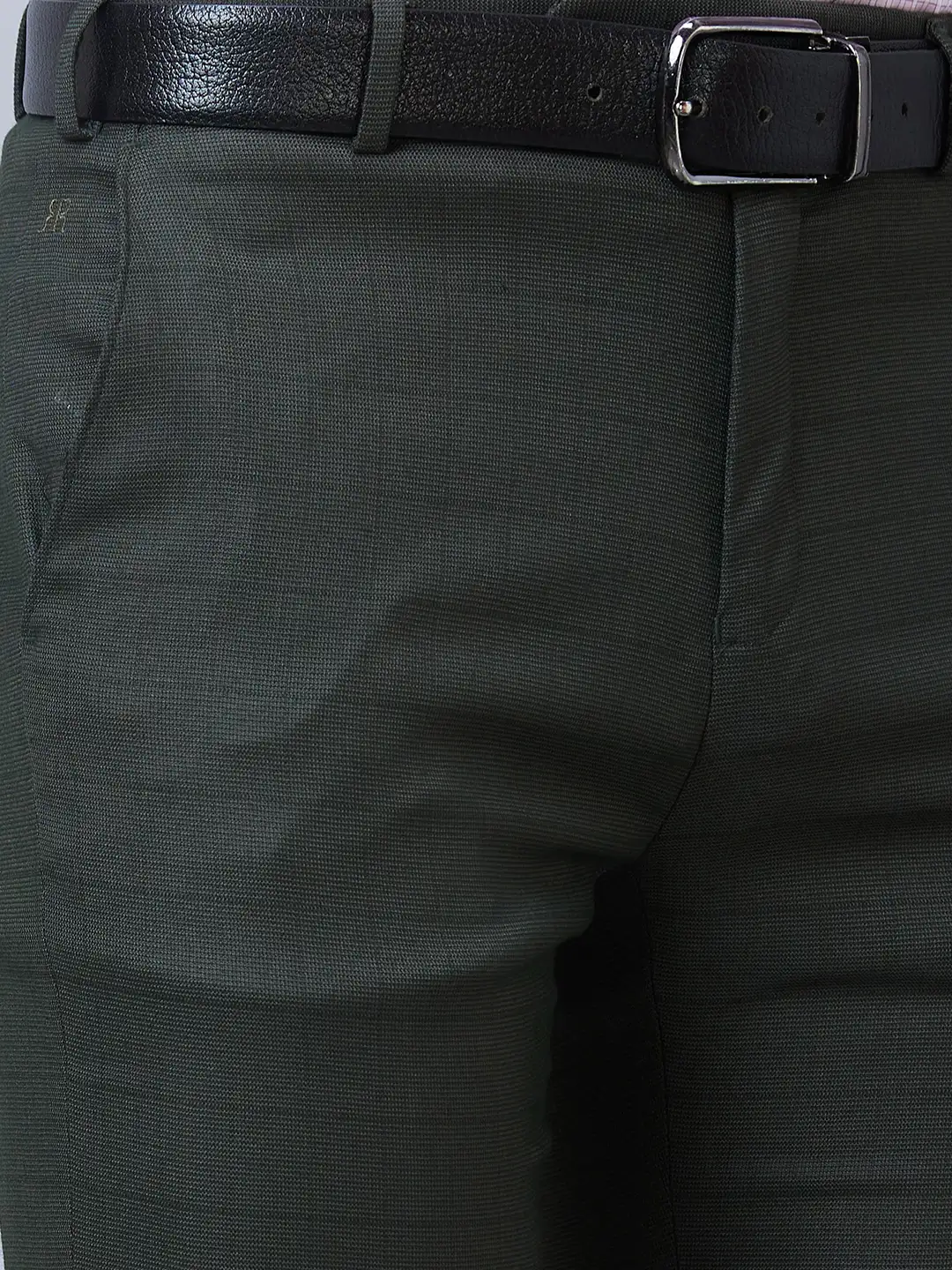 Raymond Men Green Structure Slim Fit Polyester Blend Trousers - Image 6