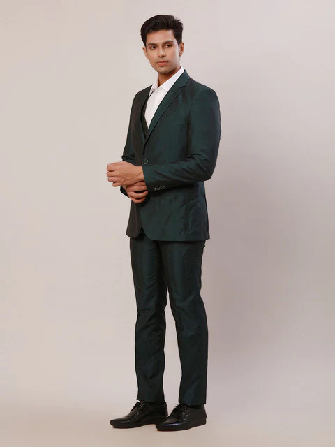 Raymond Men Green Structured Regular Fit Terylene Suit - Image 2