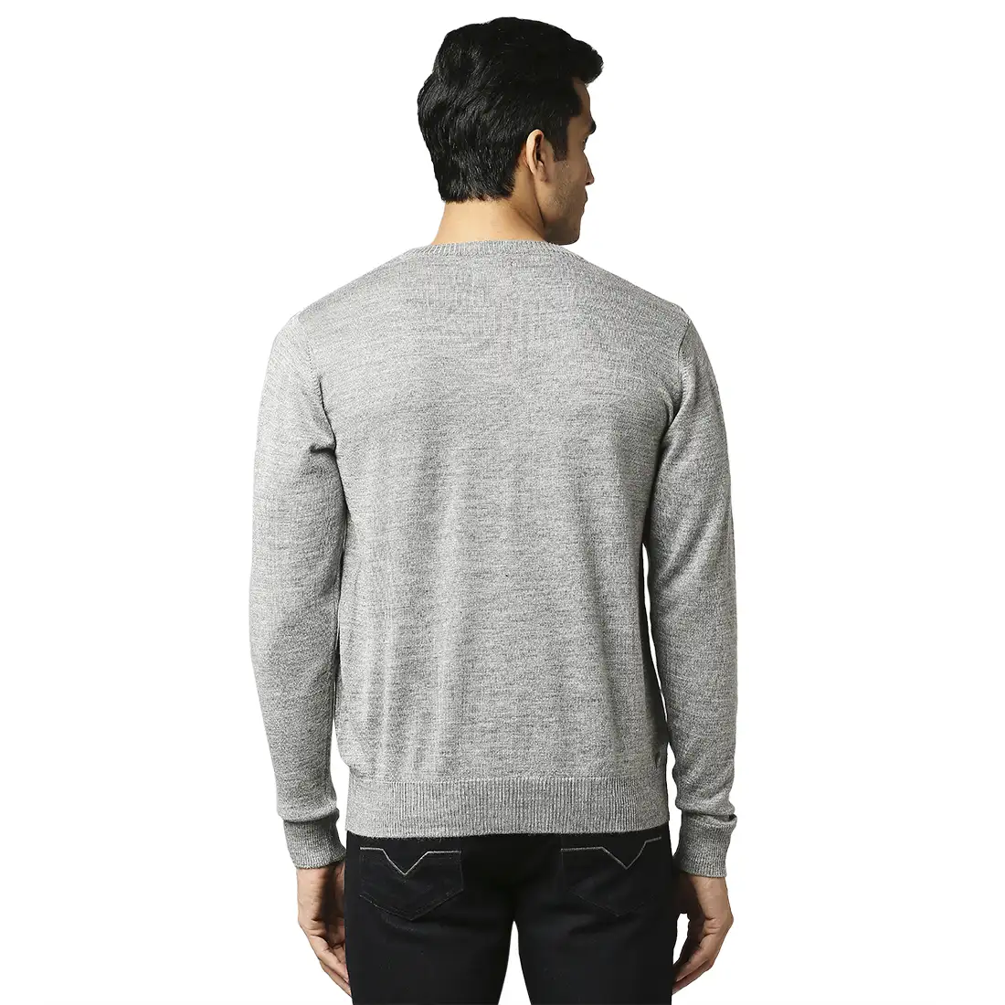 Raymond Men Grey Acrylic Blend Full Sleeve Sweater - Image 4