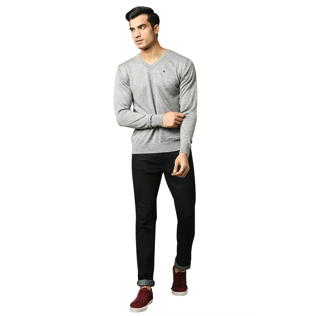 Raymond Men Grey Acrylic Blend Full Sleeve Sweater - Image 5