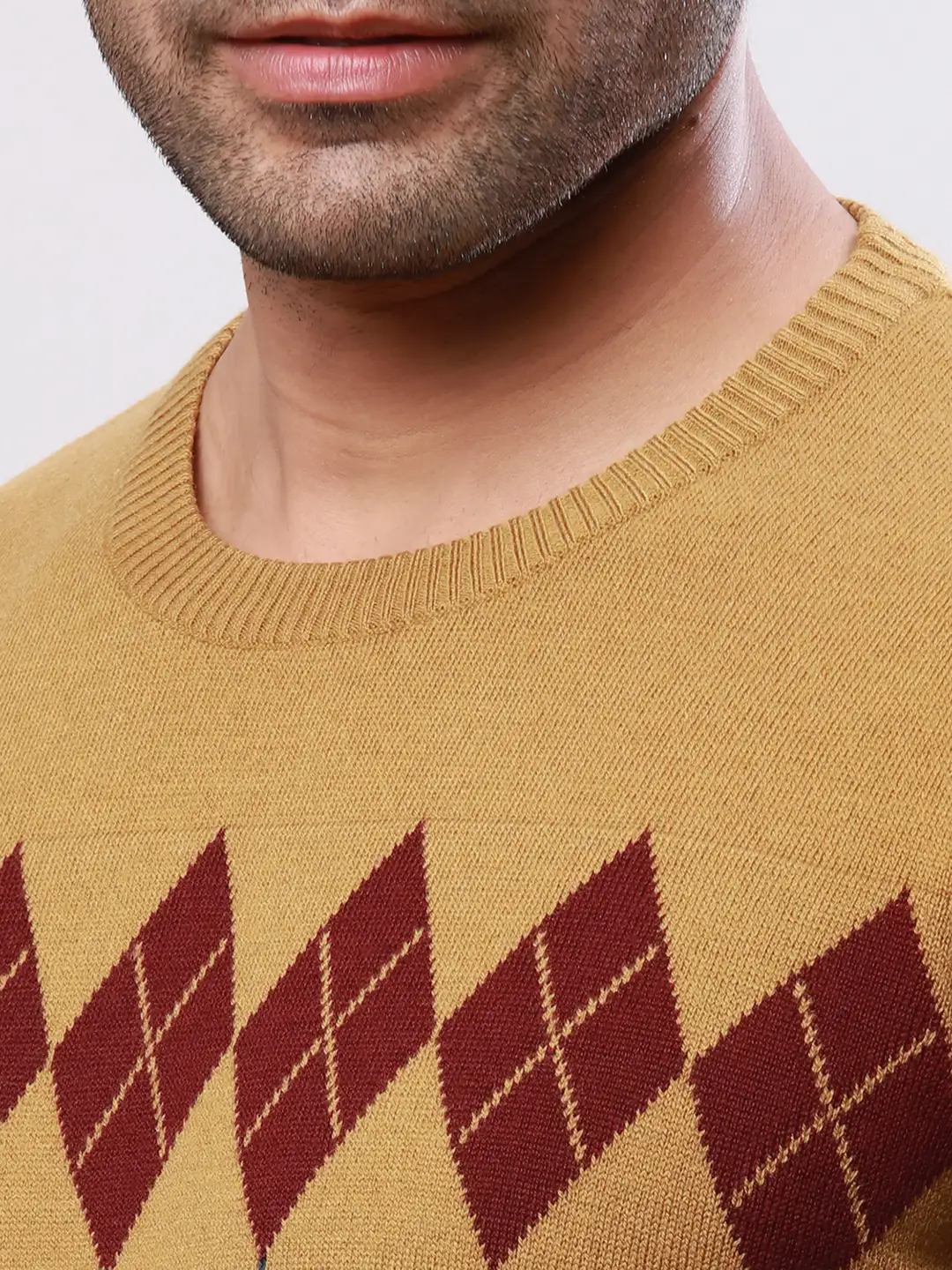 Raymond Men Grey Argyle Acrylic Blend Sweaters - Image 6
