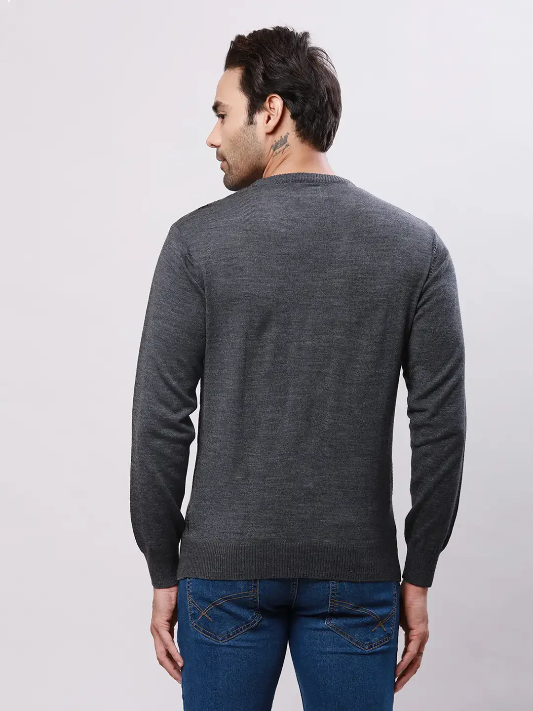 Raymond Men Grey Argyle Sweater - Image 4