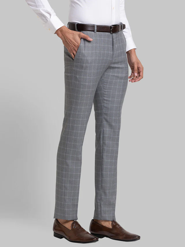 Raymond Men Grey Checkered Slim Fit Trouser - Image 2