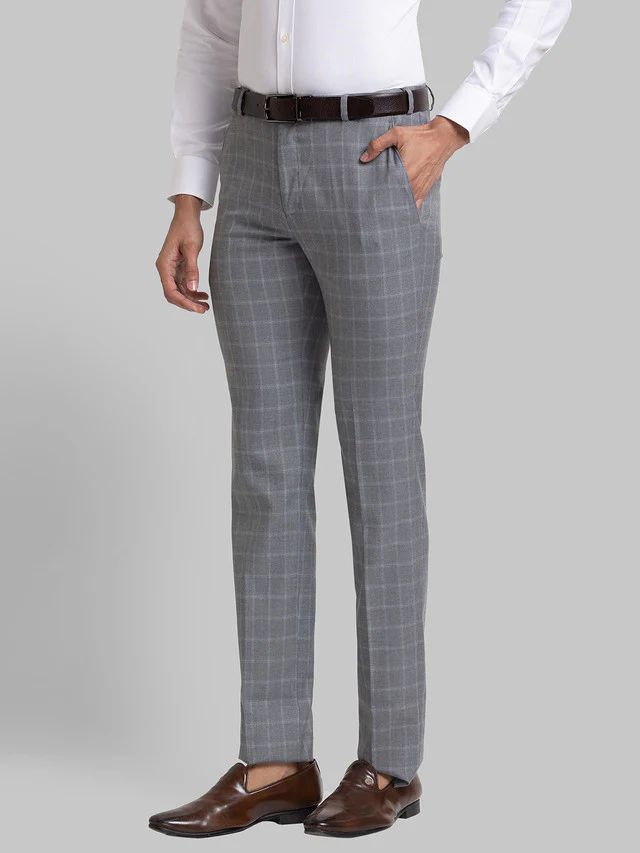 Raymond Men Grey Checkered Slim Fit Trouser - Image 3