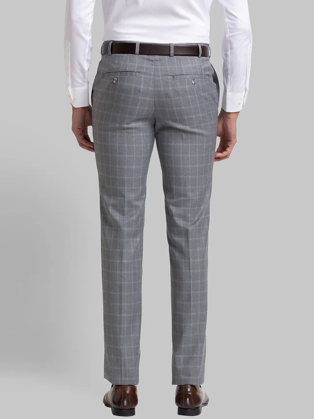Raymond Men Grey Checkered Slim Fit Trouser - Image 4