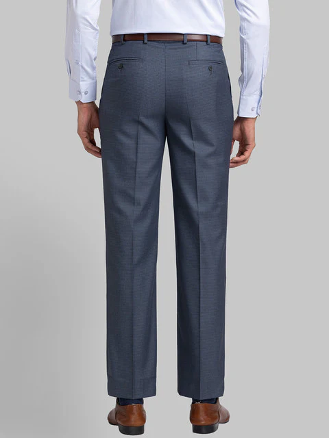 Raymond Men Grey Checks Classic Fit Polyester Blend Trouser - Image 4