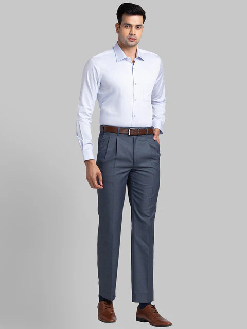 Raymond Men Grey Checks Classic Fit Polyester Blend Trouser - Image 5