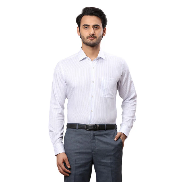 Raymond Men Grey Checks Contemporary Fit Polyester Blend Trouser