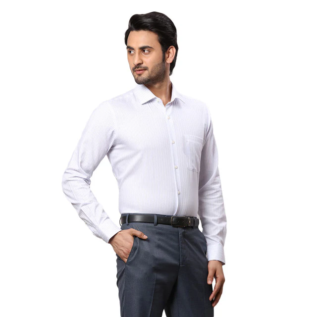 Raymond Men Grey Checks Contemporary Fit Polyester Blend Trouser - Image 2