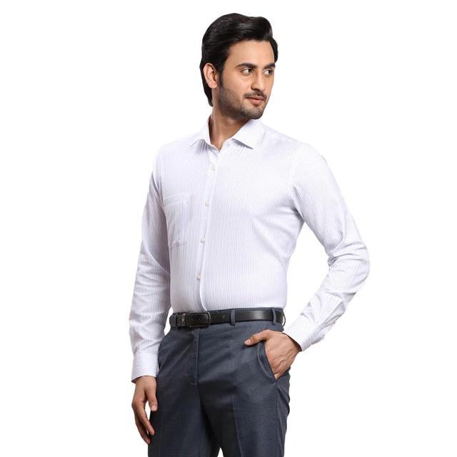 Raymond Men Grey Checks Contemporary Fit Polyester Blend Trouser - Image 3