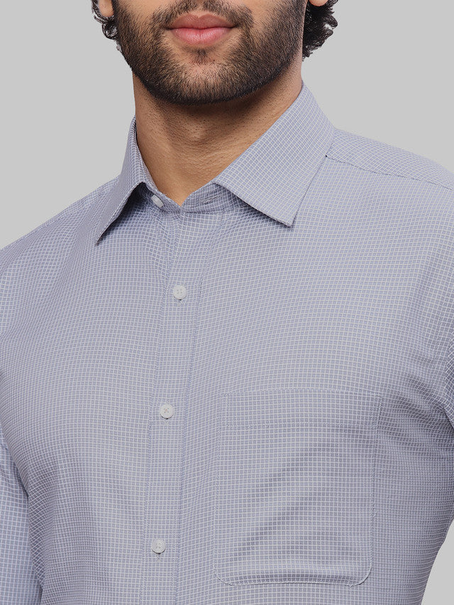 Raymond Men Grey Checks Slim Fit Cotton Shirt - Image 6