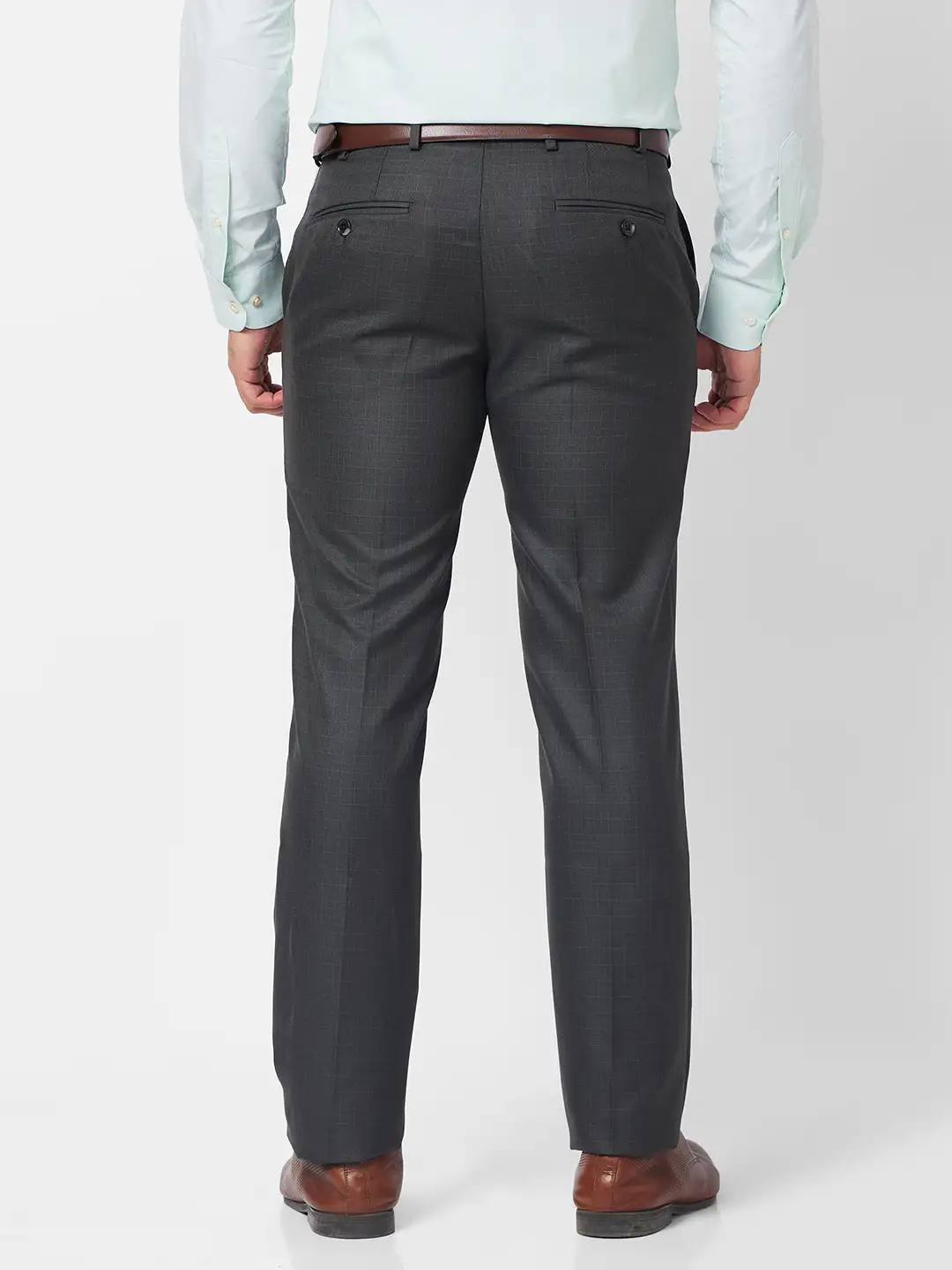 Raymond Men Grey Checks Slim Fit Polyester Blend Trouser - Image 5