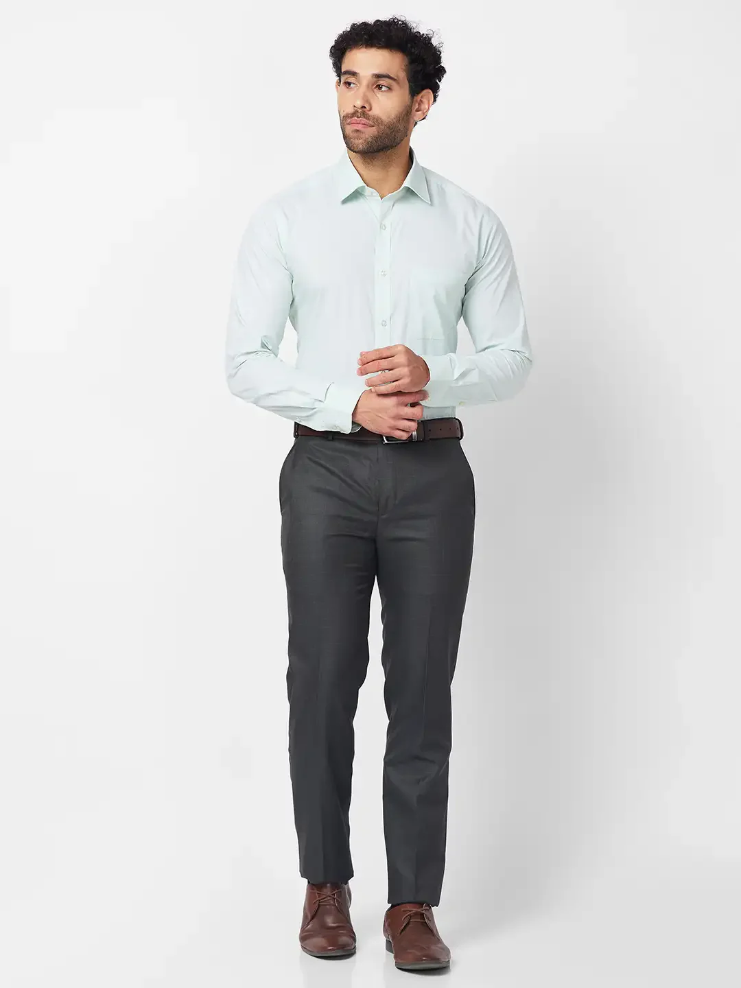 Raymond Men Grey Checks Slim Fit Polyester Blend Trouser - Image 6