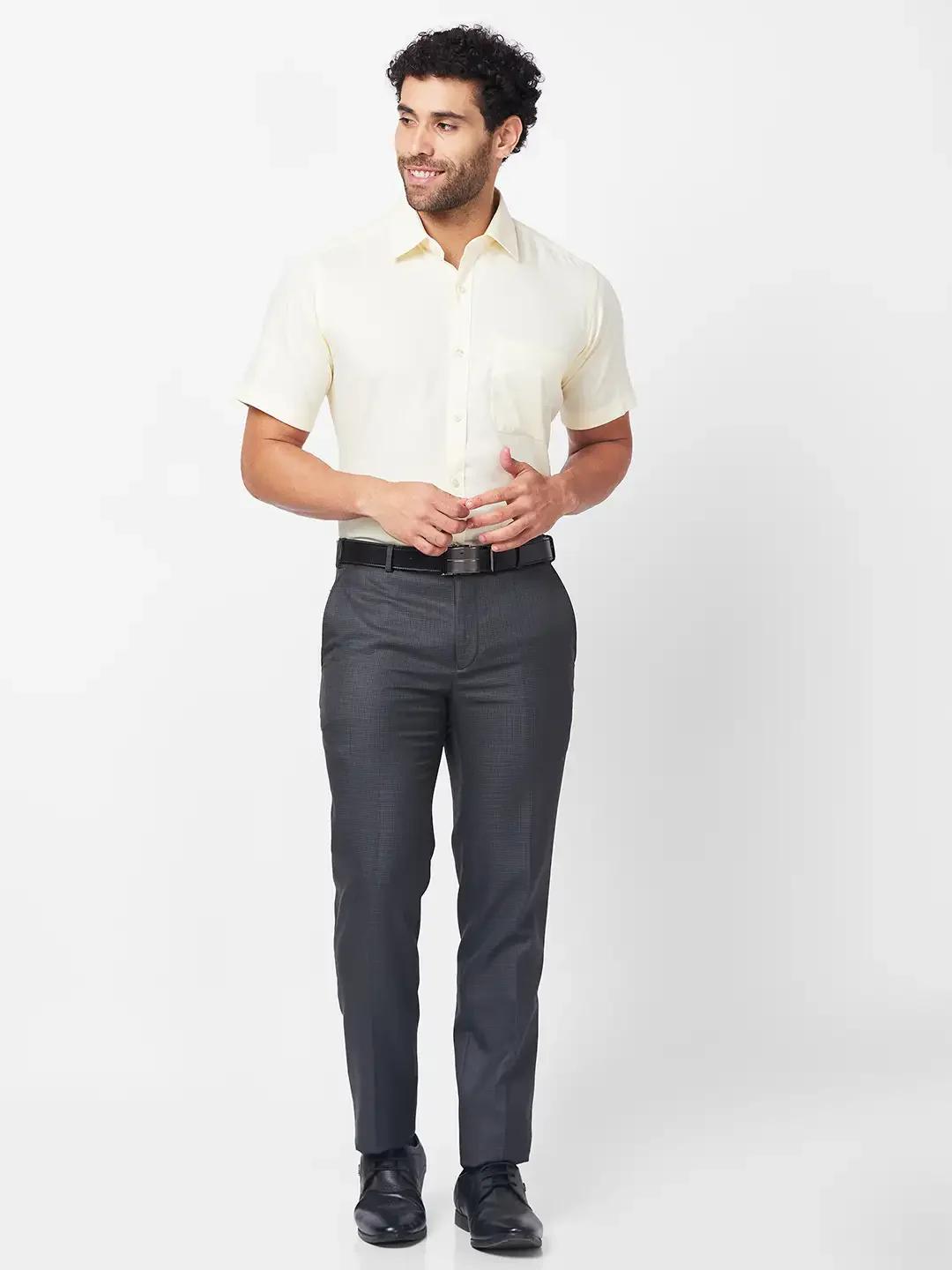 Raymond Men Grey Checks Slim Fit Polyester Blend Trouser - Image 5