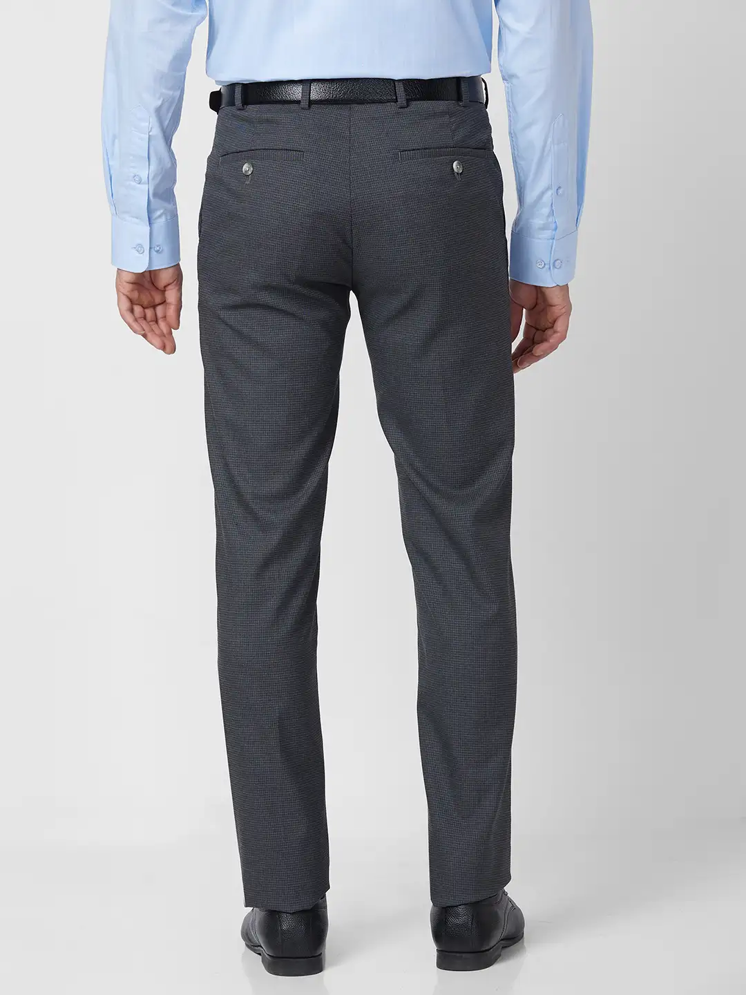 Raymond Men Grey Checks Slim Fit Polyester Blend Trouser - Image 4