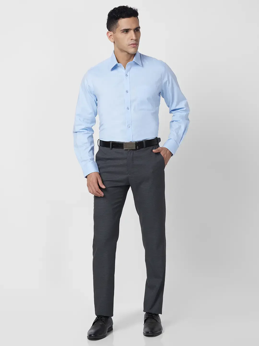 Raymond Men Grey Checks Slim Fit Polyester Blend Trouser - Image 5