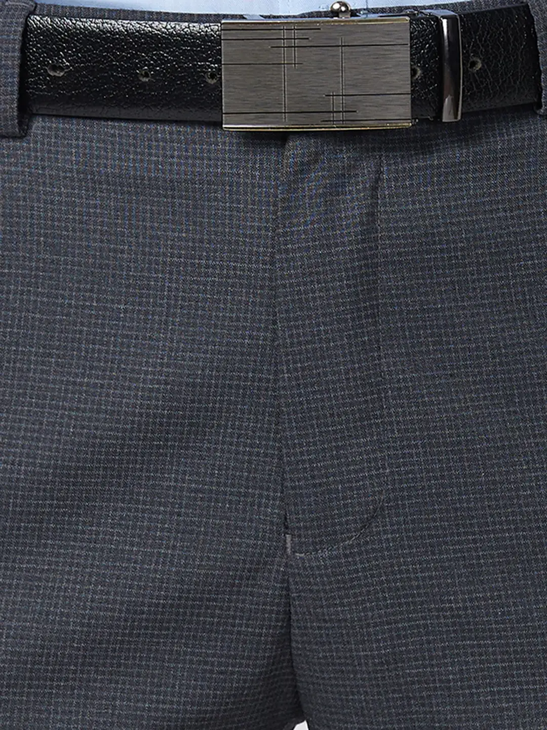 Raymond Men Grey Checks Slim Fit Polyester Blend Trouser - Image 7
