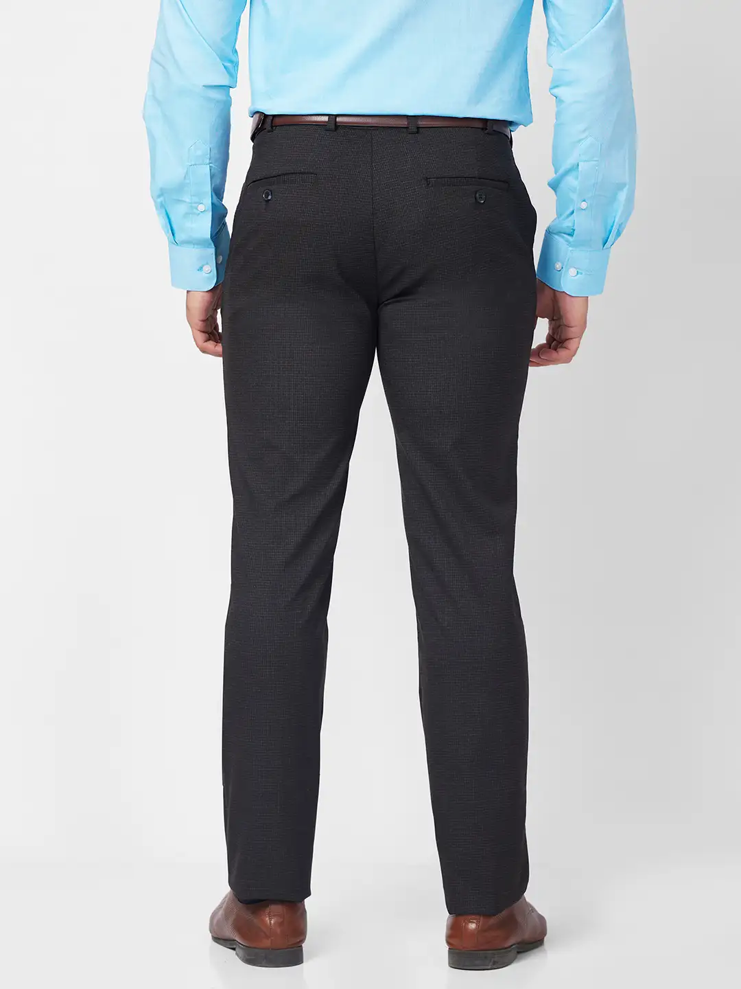 Raymond Men Grey Checks Slim Fit Polyester Blend Trouser - Image 4