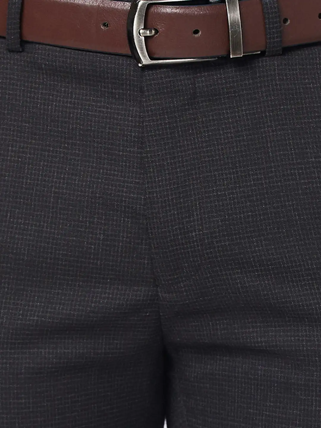 Raymond Men Grey Checks Slim Fit Polyester Blend Trouser - Image 7
