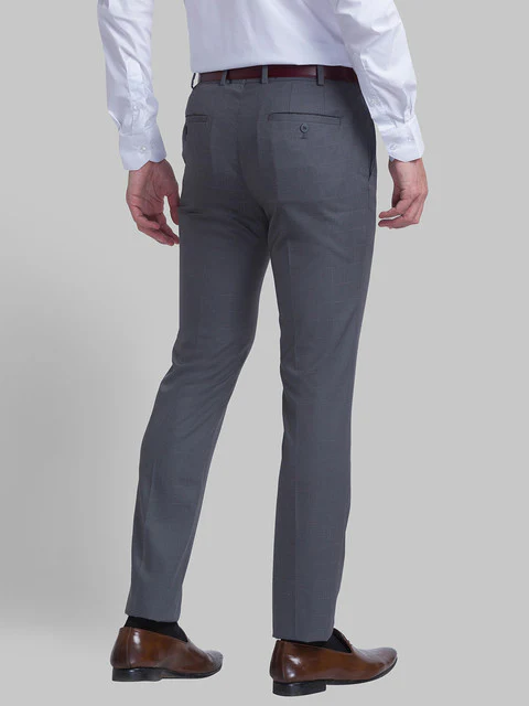 Raymond Men Grey Checks Slim Fit Polyester Blend Trouser - Image 4