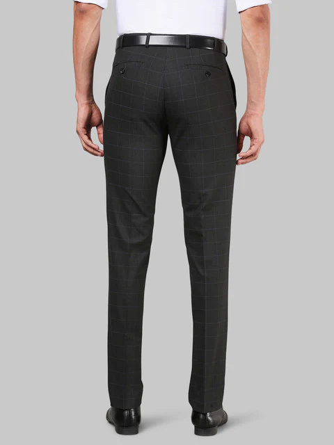 Raymond Men Grey Checks Slim Fit Polyester Blend Trouser - Image 4