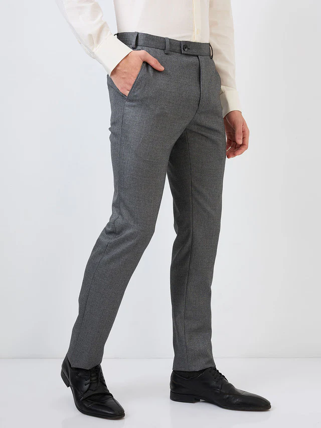 Raymond Men Grey Checks Slim Fit Polyester Blend Trouser - Image 2
