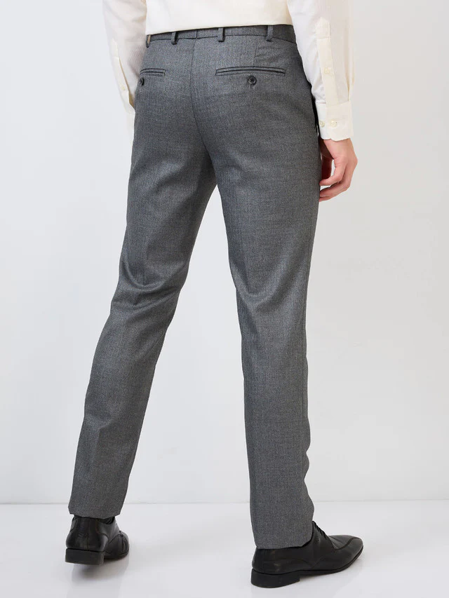 Raymond Men Grey Checks Slim Fit Polyester Blend Trouser - Image 5