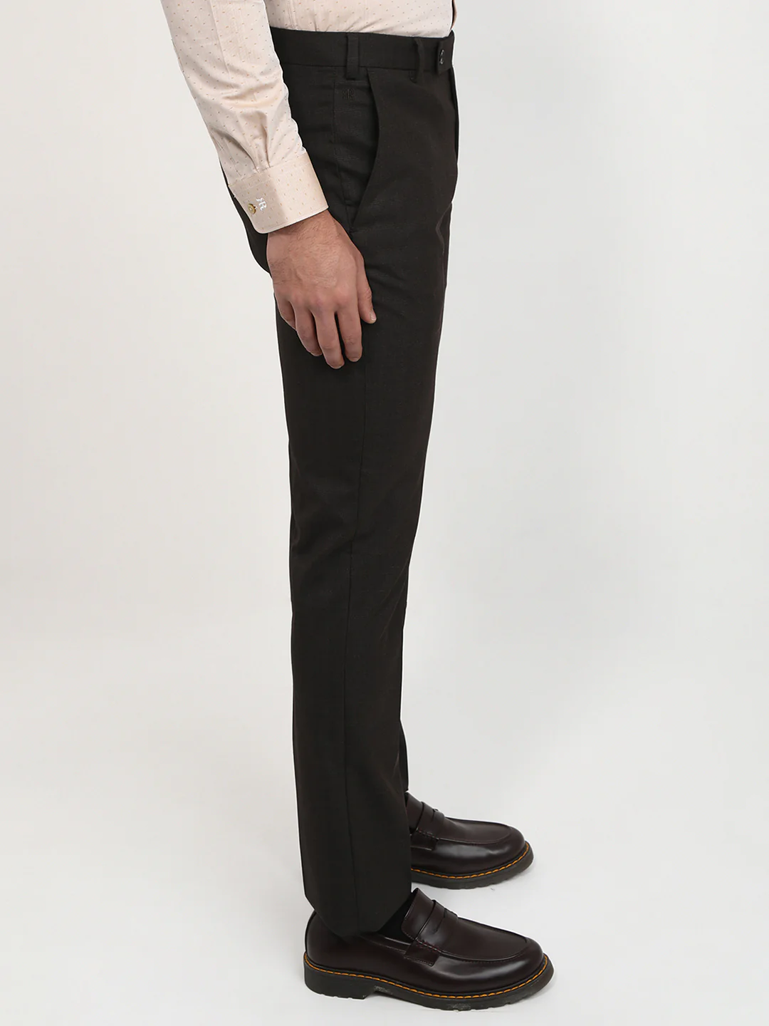Raymond Men Grey Checks Slim Fit Polyester Blend Trouser - Image 3