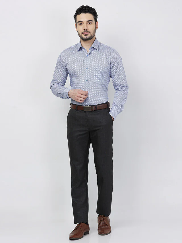 Raymond Men Grey Checks Slim Fit Polyester Blend Trouser - Image 5