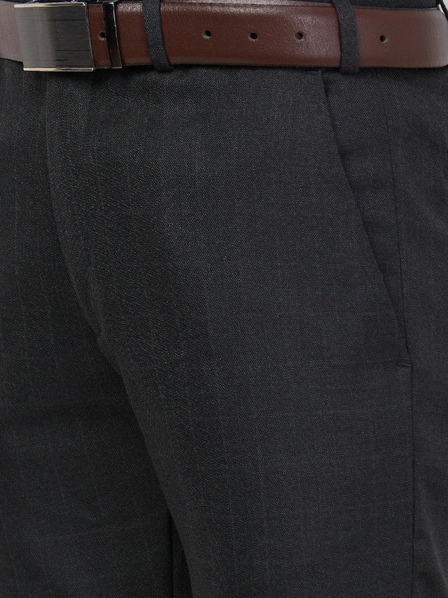 Raymond Men Grey Checks Slim Fit Polyester Blend Trouser - Image 6