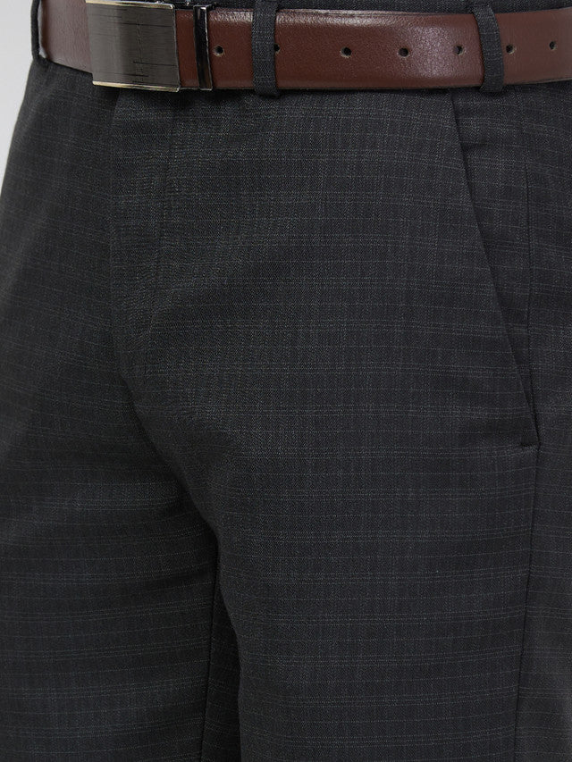 Raymond Men Grey Checks Slim Fit Polyester Blend Trouser - Image 7