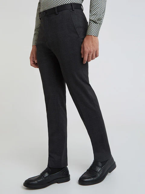 Raymond Men Grey Checks Slim Fit Terylene Blend Trouser - Image 3