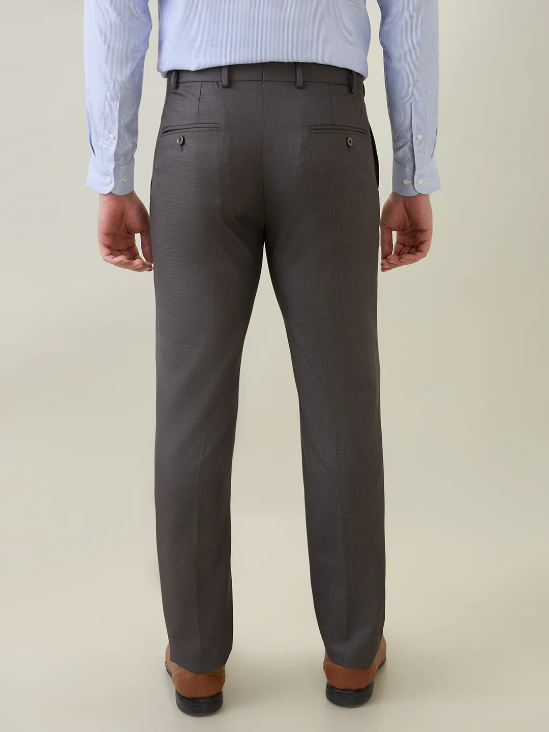 Raymond Men Grey Checks Small Slim Fit Polyester Blend Trouser - Image 3